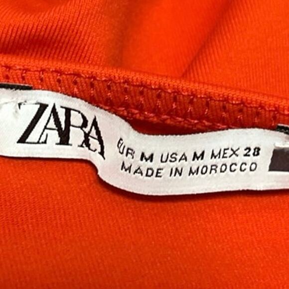 Zara Red Orange Spaghetti Strap Square Neck Cami Camisole Tank Bodysuit Top M - Picture 4 of 5
